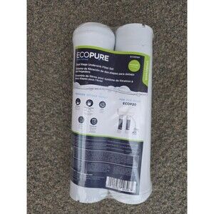 2 Pack EcoPure ECODWF Reverse Osmosis RO Filter Cartridge Undersink ECOP20 NIP